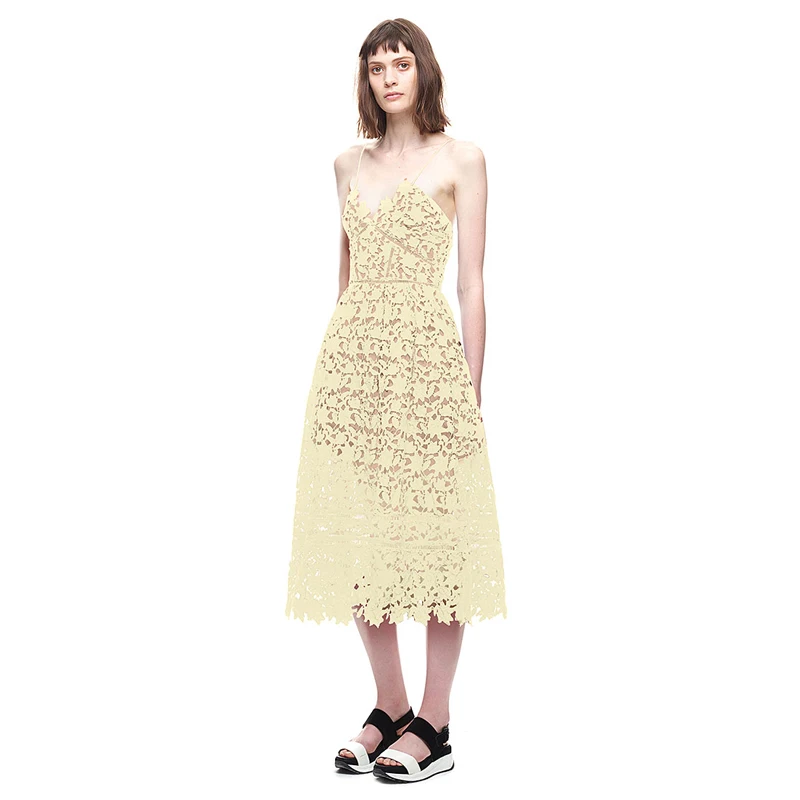 2016 новый бренд дизайнер azaelea dress в желтый женщины кружева boho сексуальная пляж midi