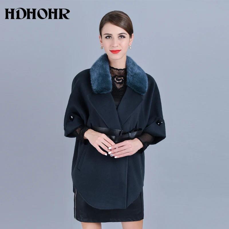 Лидер продаж 2019 Кашемировое Пальто HDHOHR женская зимняя куртка с воротником из