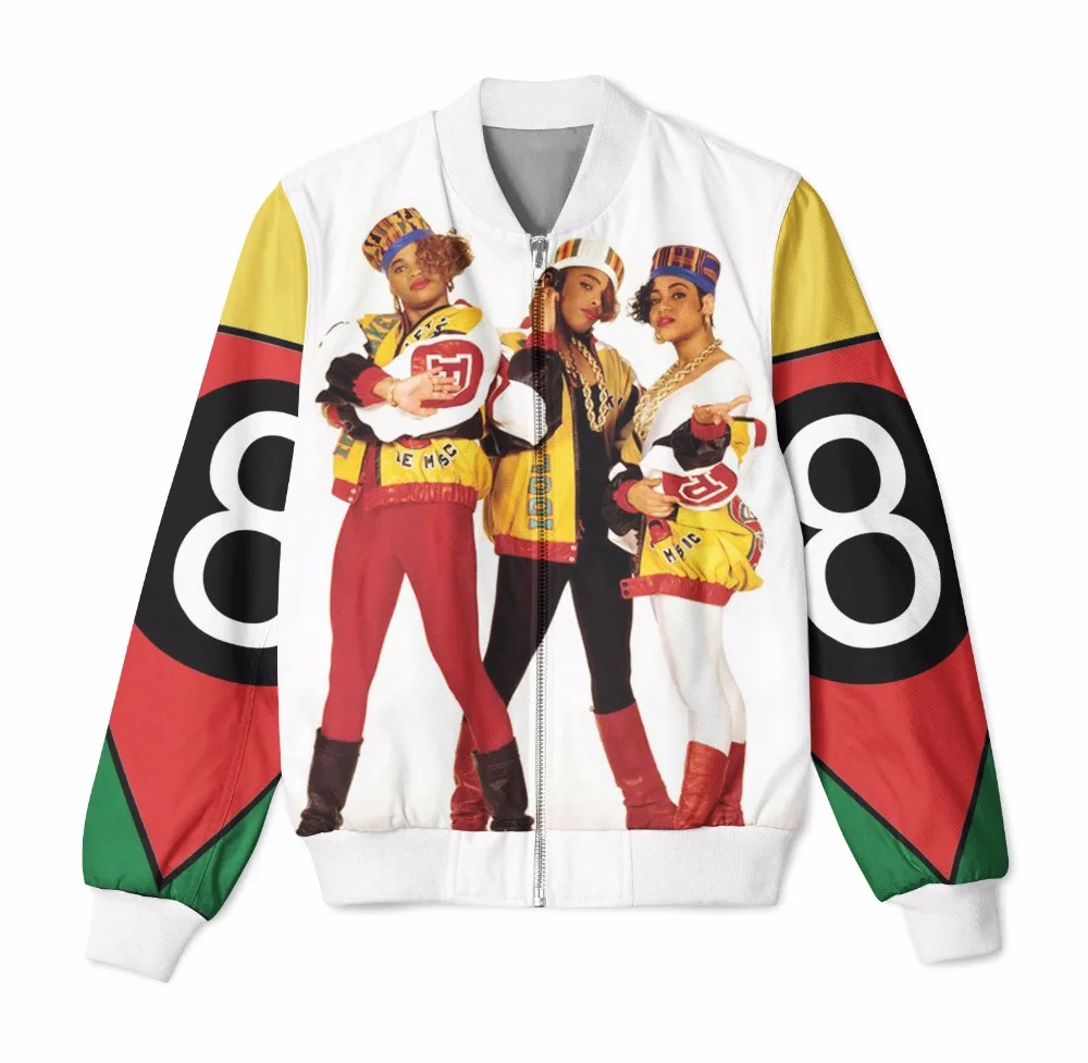 

3 Styles Real American Size Salt-n-Pepa-8-ball 3D Sublimation Print Zipper Up Jacket Pilot Bomber Jacket Coat street Jackets