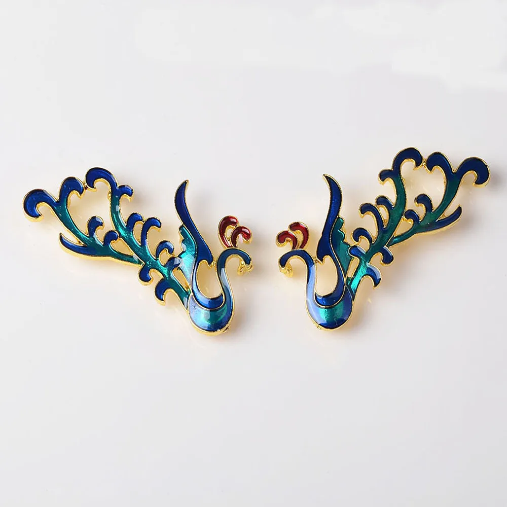 

2pcs/lot Cloisonne Gold Rhinestones Buttons DIY Decorative Sew for Brooch Pin Dress Coat Bag Alloy Badge Wedding Accessories