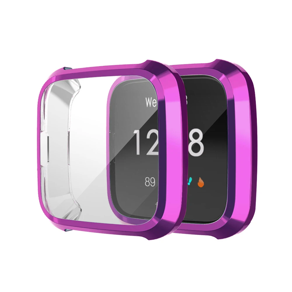 Электронные часы Чехол для Fitbit Versa Lite Edition все вокруг Защитный чехол мягкий, гибкий, из ТПУ хромированная крышка Полный Чехол - Цвет ремешка: Purple