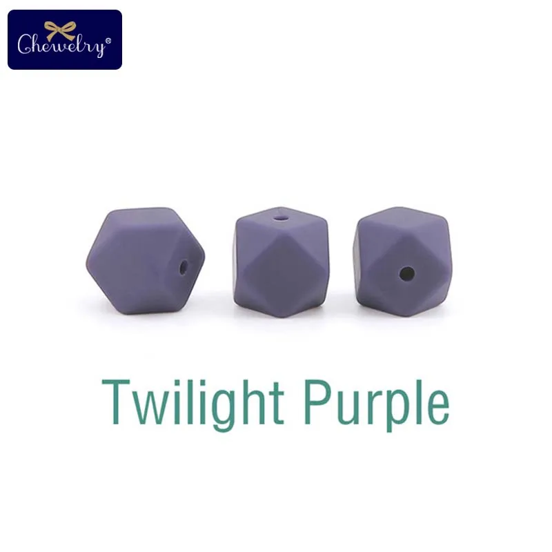 Twilight Purple 10 шт. 14 мм Детские шестигранные силиконовые бусины Восьмиугольные бусины для самостоятельной сборки соски цепи перле Силиконовые Детские Прорезыватели жевательные бусины детские товары - Цвет: Twilight Purple