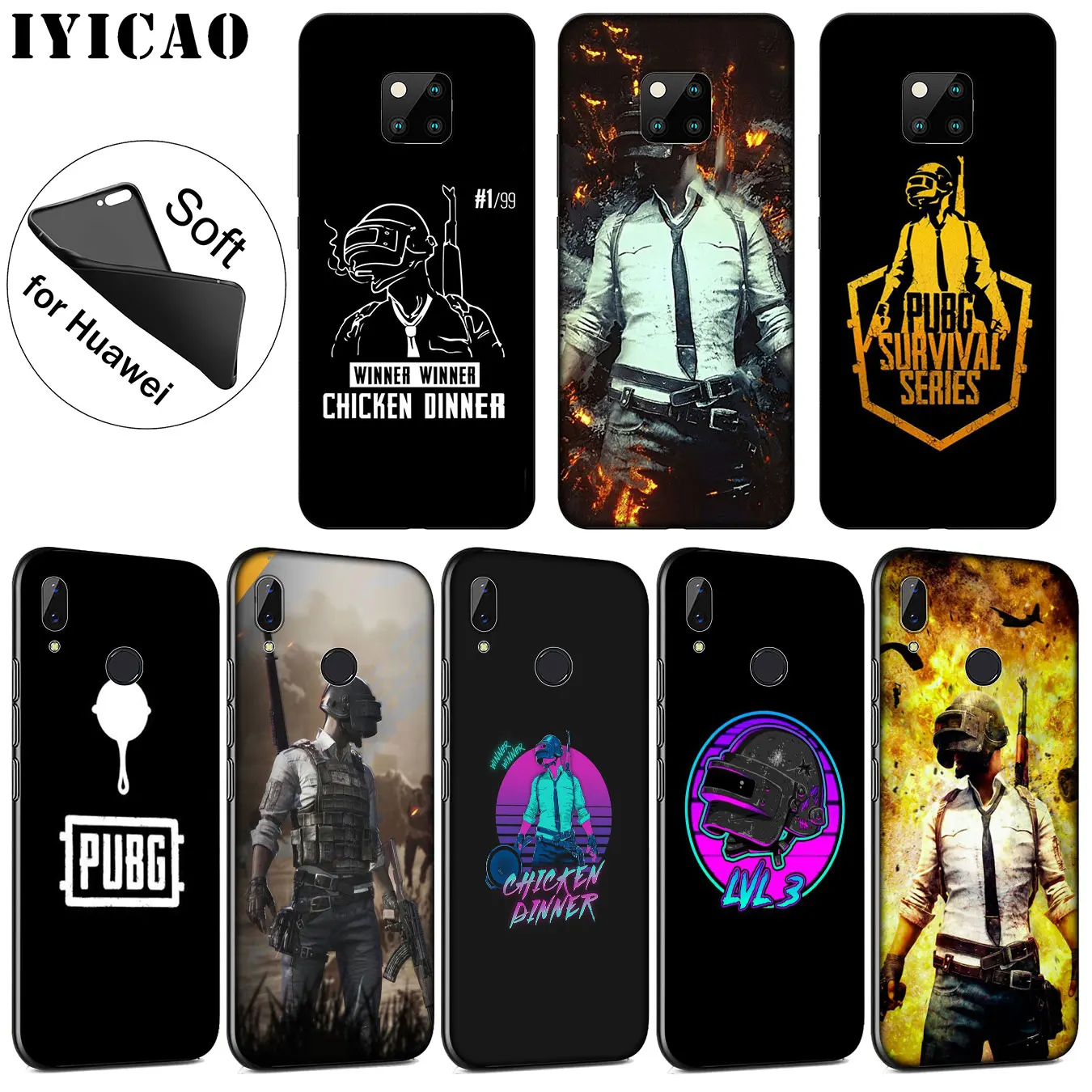 IYICAO PUBG Мягкий силиконовый чехол для телефона Huawei Mate 30 20 10 Pro Lite Nova 5I 4 3i 3 2i Черный из