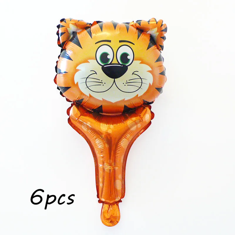 tiger 6pcs 6 шт ручные воздушные шары из фольги в виде головы животного тигра льва надувные воздушные шары джунгли вечерние украшения детские игрушки День рождения Декор - Цвет: tiger 6pcs