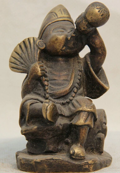 SCY 207 @ g + 4 &quotСтарый китайский буддийский из бронзы сидение Ji Gong Mad Monk Buddha immortal Fan