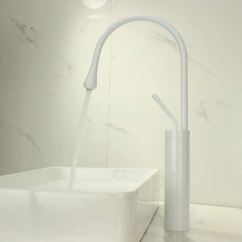 

Basin Faucets Modern Gold Color Deck Mounted Bathroom Mixer Faucets Black Finish High Bathroom Sink Faucet