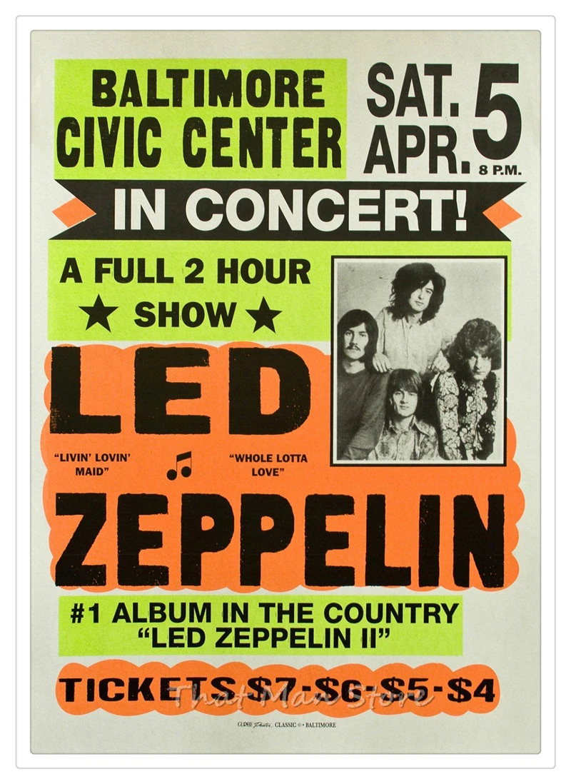 Led Zeppelin белая крафт-бумага рок плакат классический старый постер музыкальной группы часть 2 42*30 см