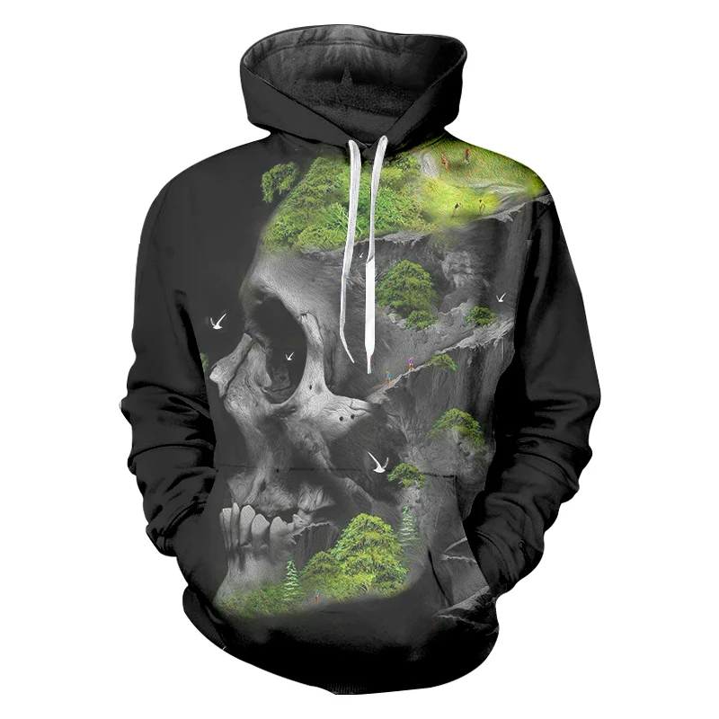

OGKB Hoodies Sweatshirts Women Skull 3D Hoodies Print Grassland skullsStreetwear Oversized Habiliment Hombre Autumn Hoody