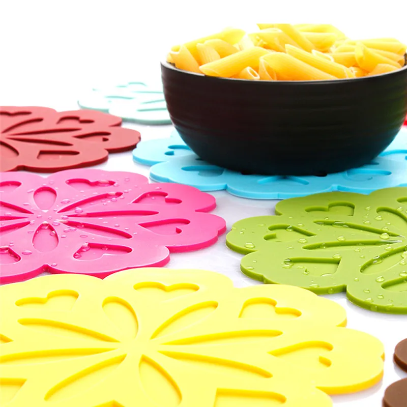 Силиконовый Настольный коврик в форме цветка Нескользящие термостойкие коврики