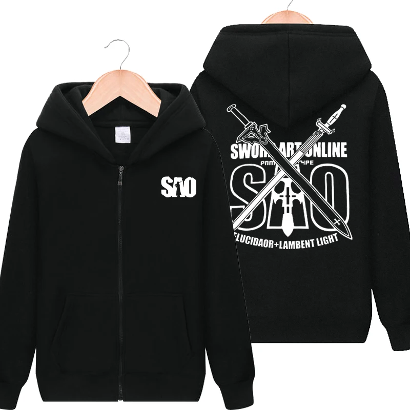 

Sword Art Online Hoodie Black Jacket Coat Hooded Hoodie Sweatshirt Cosplay Pullover