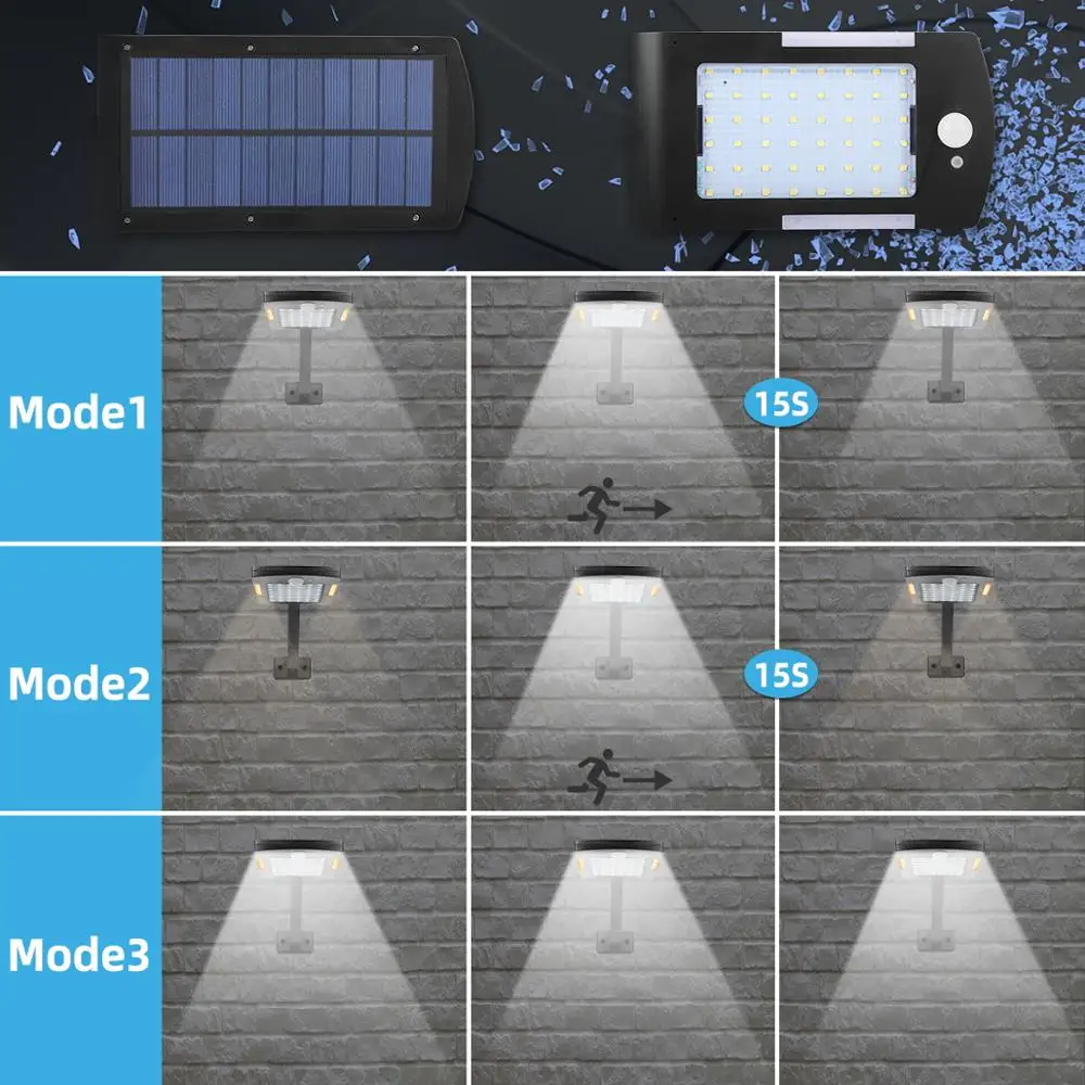 48LED + 6Led солнечный светильник наружный индукционный для человеческого тела IP65