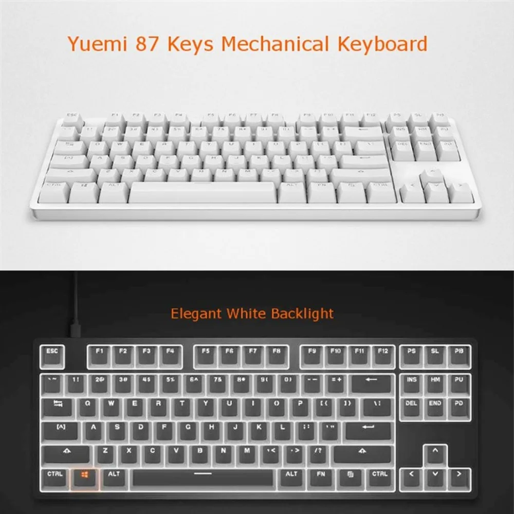 Xiaomi Yuemi MK01 87 клавиш механическая клавиатура светодиодный подсветка алюминиевый сплав TTC красный-клавиатура Axis для ПК Игр teclado gamer