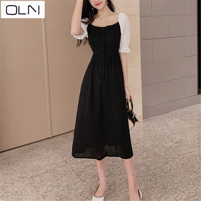 Платье OLN Корейская версия летнее платье vestidos Новое поступление Гонконгский