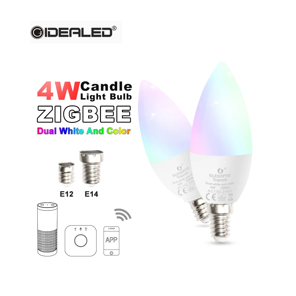 Умная Светодиодная лампа Zigbee hub rgbw/rgbww умное приложение управление затемнением E14