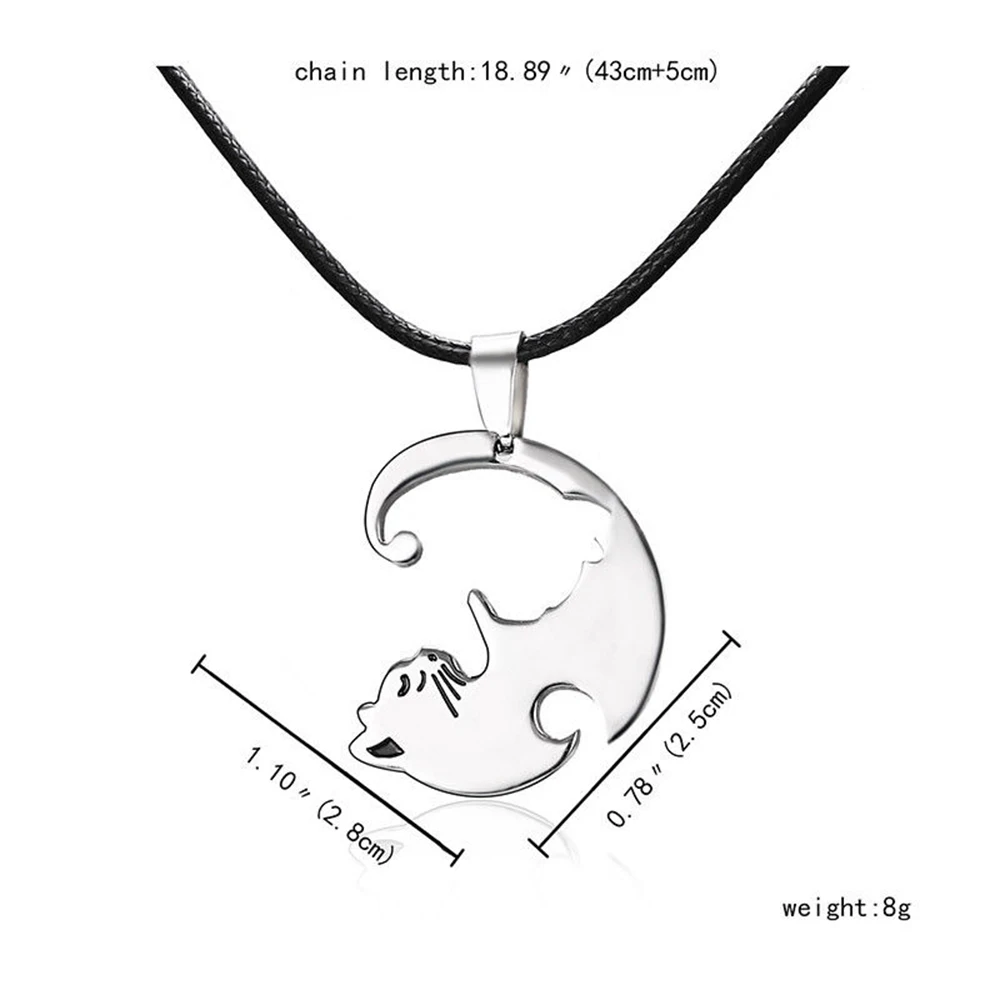 Cute Cat Embrace Chain Pendant Jewelry Romantive Couple Lovers Stitching Necklace for Women Men | Украшения и аксессуары