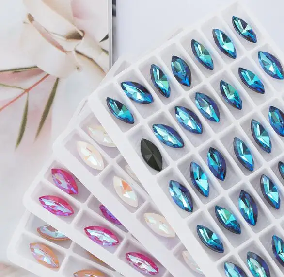 

More Mocha AB K9 Crystal 7x15mm 9x18mm Navette Glass Fancy Stone Pointback Horse Eye Rhinestone Can Mix Colors