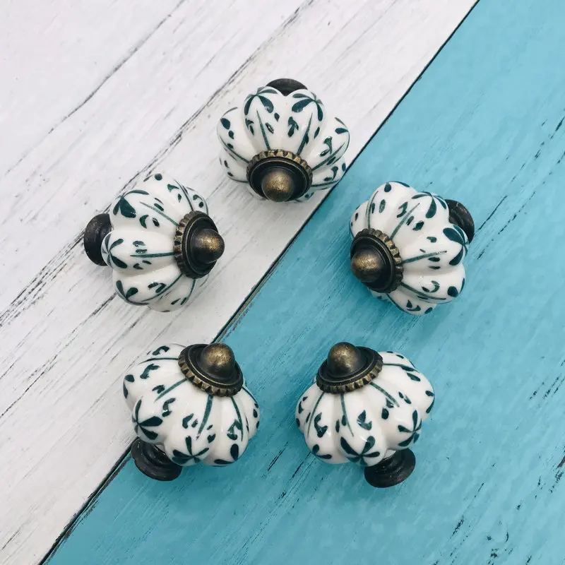 5 шт. милые Lattern Форма Кухня шкаф дверные ручки Очаровательные темно зеленый