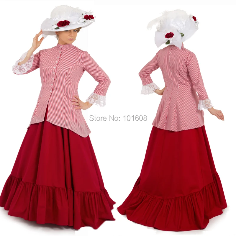 

New Arrival!Elegant Pink Cotton Victorian dresses 1860s Civil War Gown Historical dresses Retro regency Ruffles dress HL-116