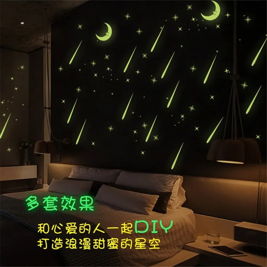 Светящиеся наклейки для ночного освещения 24*24 см домашний декор 3D на стену