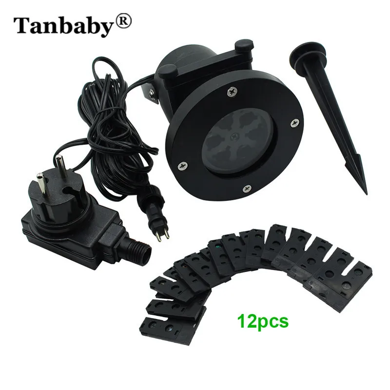 Tanbaby водонепроницаемый проектор пейзаж Снежинка Светодиодный прожектор с 12 сменными горками для праздника рождественской вечеринки сада