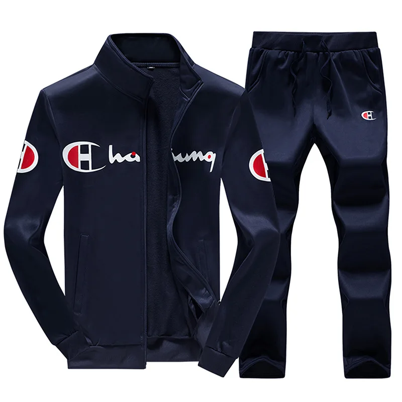 2 шт. для мужчин спортивные костюм флис Zip Up свитер куртка + брюки бег мужской