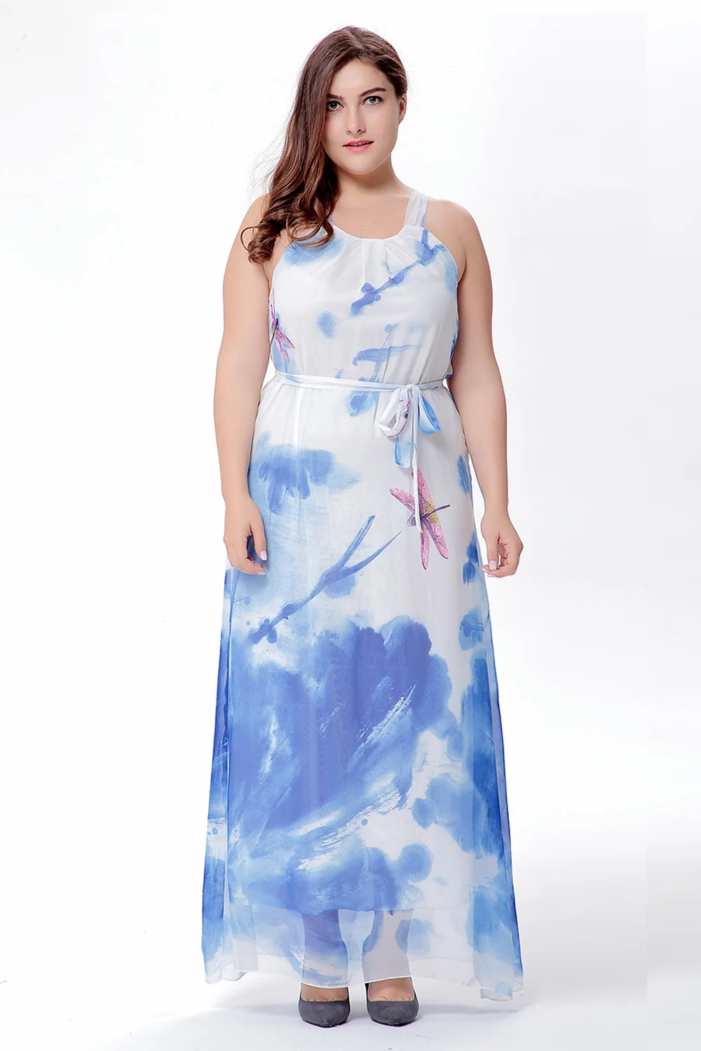 Sexy 2019 Seaside Holiday Bohemia Plus Size Print Women Chiffon Dress Big Maxi Dresses Vestidos Beach Summer | Женская одежда