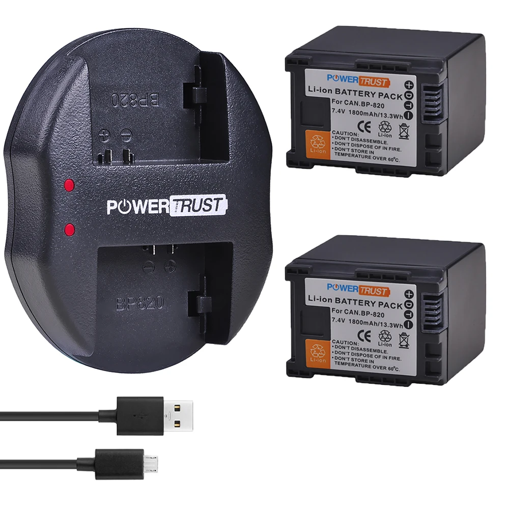 Аккумулятор и зарядное устройство USB для камеры Canon BP-820 HF G50 G60 XA40 XA45 XA50 XA55 GX10 HFG20 G21 2