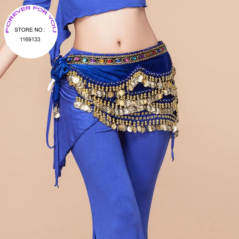 Набедренный платок для танца живота поясной ремень с монетами и блестками|belly dance