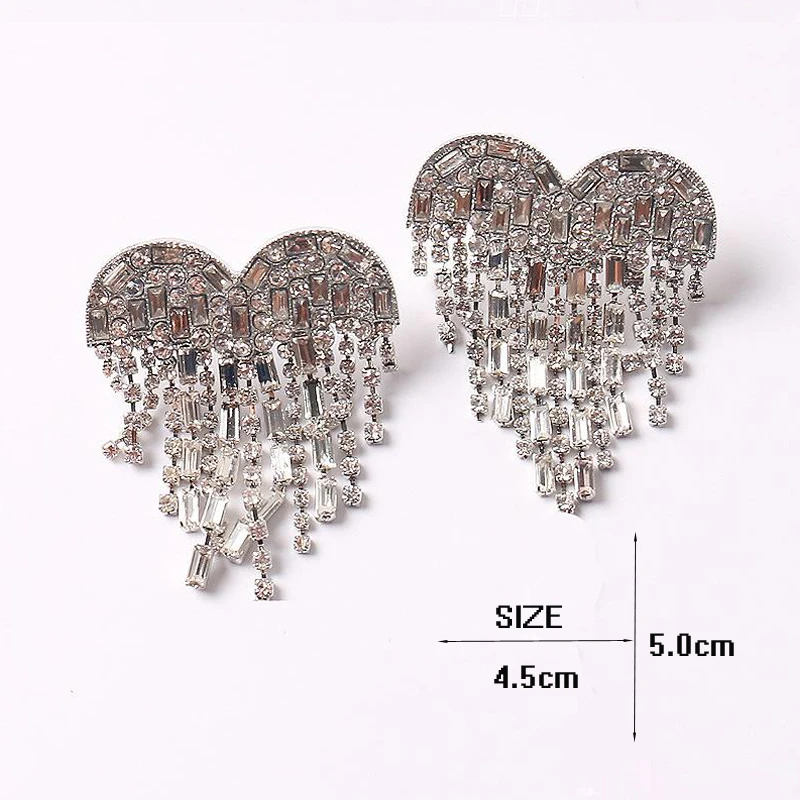 Высокое качество Новинка; изящные прекрасные полный со стразами циркониевый в форме сердца серьги-гвоздики в форме S925 серебряные иглы кисточкой подхваты для штор Для женщин серьги для ужинов