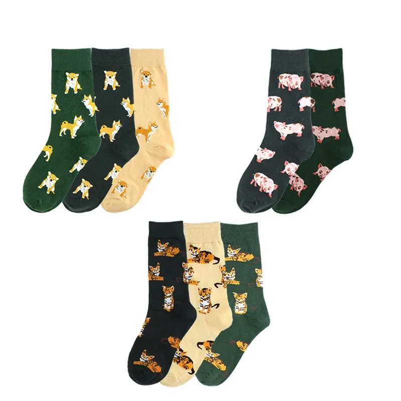 Симпатичная новинка SocksAnimals модные смешные носки мопса из хлопка с круглым