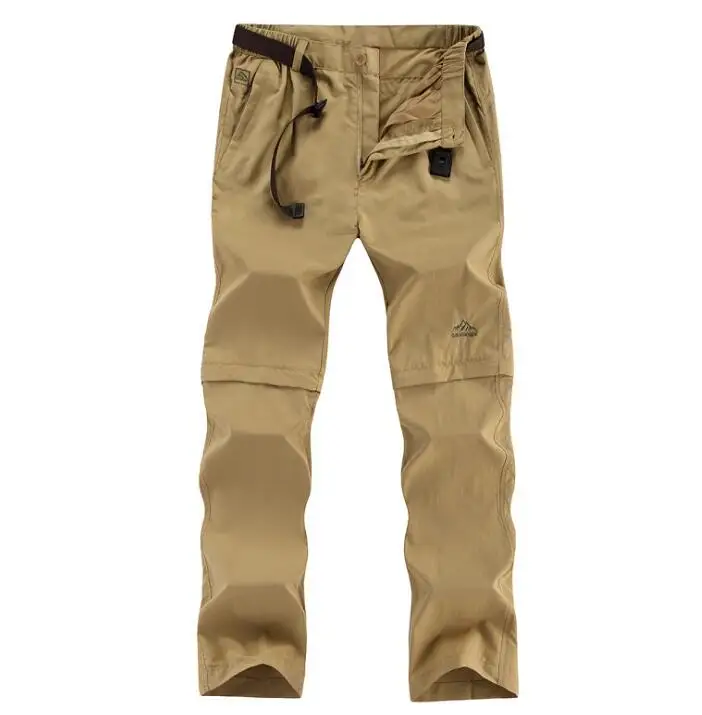 khaki 6XL, съемные, быстросохнущие, водонепроницаемые, летние, для спорта на открытом воздухе, мужские, для путешествий, кемпинга, рыбалки, походов, мужские, дышащие, размера плюс, брюки - Цвет: khaki