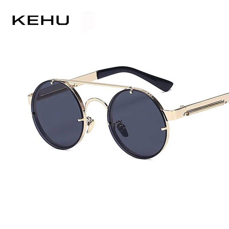 Женские и мужские круглые солнцезащитные очки KEHU дизайнерские металлические в