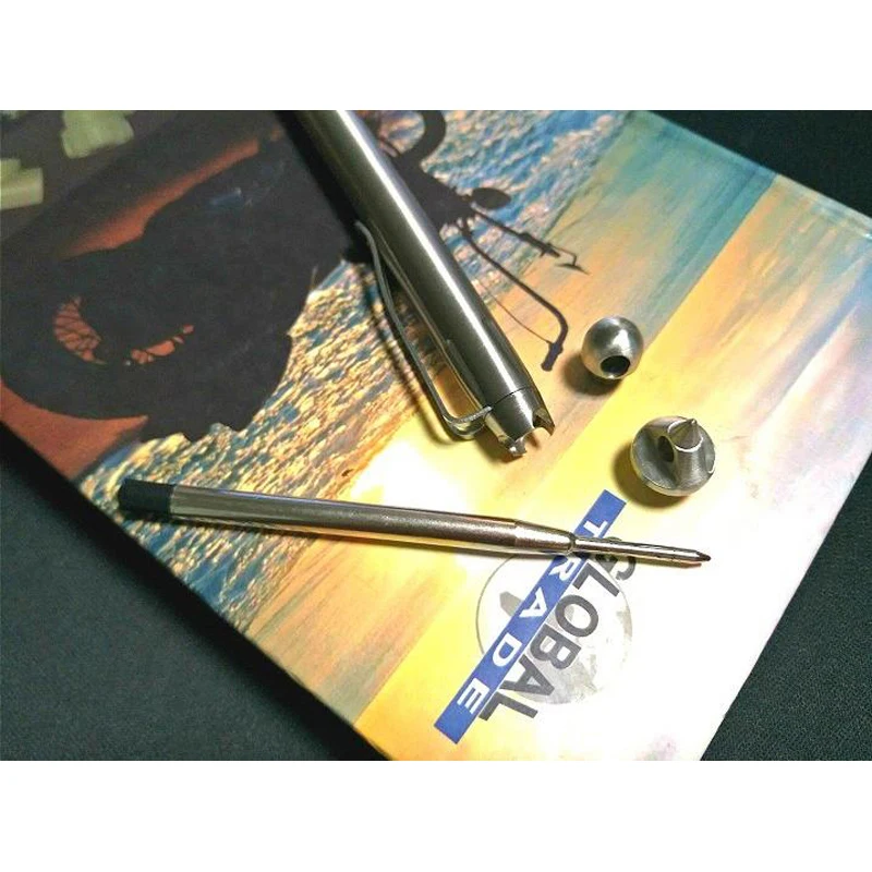 Тактическая ручка с 2 головками шариковая из нержавеющей стали для самообороны