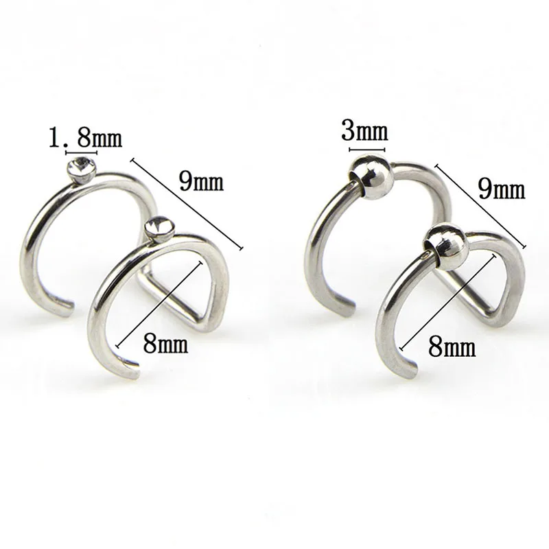 2 шт из нержавеющей стали двойной и тройной обруч Ушная клипса Серьги Козелок