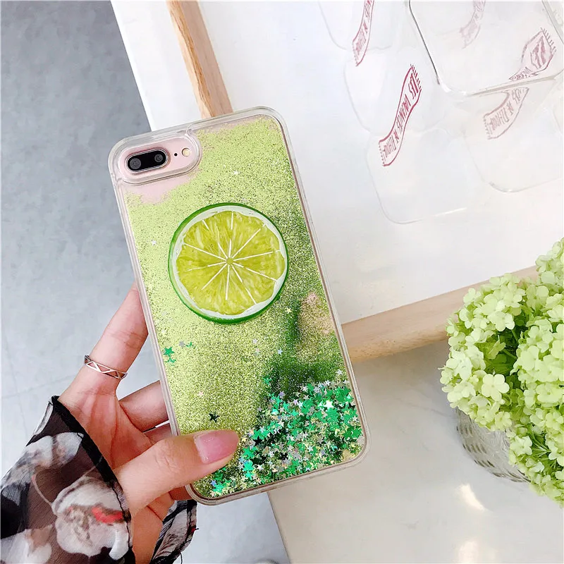 Blucub лимонный зыбучий песок чехол для iphone8 7Plus динамический Жидкий блеск Чехол iphone