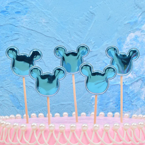 Blue Mickey 5 шт. Микки и Минни головы торт Топпер флажки для кексов для предродовой вечеринки мальчик дети день рождения партии Свадебные украшения Поставки - Цвет: Blue Mickey