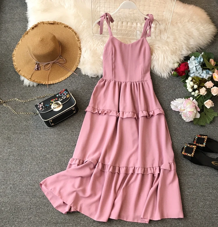 Летнее Новое Женское милое повседневное пляжное платье без рукавов