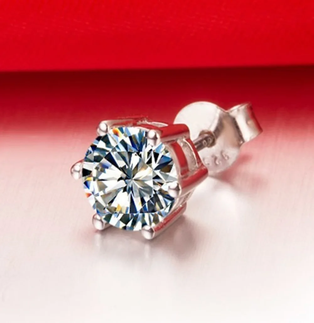 1Ct/piece Basket Wedding Stud Earrings for Women Nice Quality Jewelry 925 Sterling Silver Earring | Украшения и аксессуары