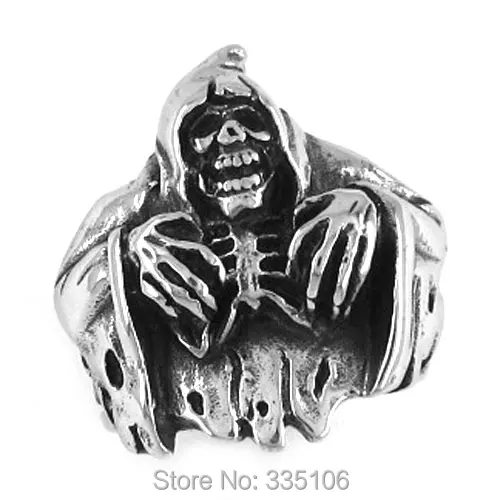 Мрачный жнец череп кольцо Нержавеющая сталь ювелирные изделия в готическом