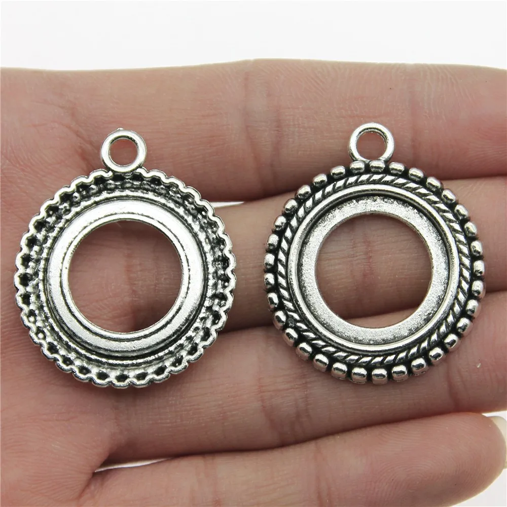 

10pcs Hollow Style Cameo Cabochon Base Setting Jewelry Findings Antique Silver Color Fit Round 20mm