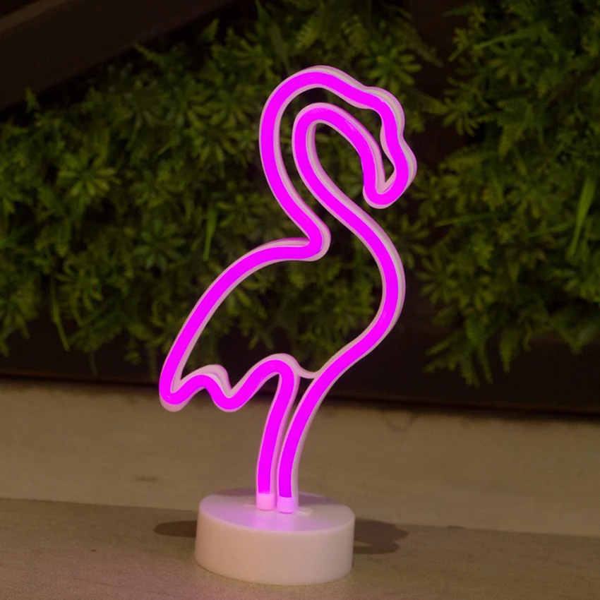 

USB Battery Powered Flamingo Shaped Neon Lamp Holiday Light Flamingo LED Night Light Home Bedroom Festival Wedding Decoration