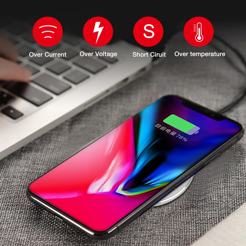 Kabym qi быстрое портативное беспроводное зарядное устройство для Galaxy S8 S9 S7 iPhone X 8 Plus
