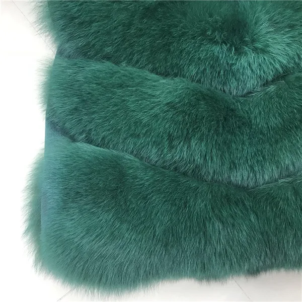 KFY-green Жилет из натурального Лисьего меха, Длинный жилет из натурального Лисьего меха с капюшоном, зимний женский жилет из натурального Лисьего меха, женская одежда, жилет из натурального меха - Цвет: KFY-green