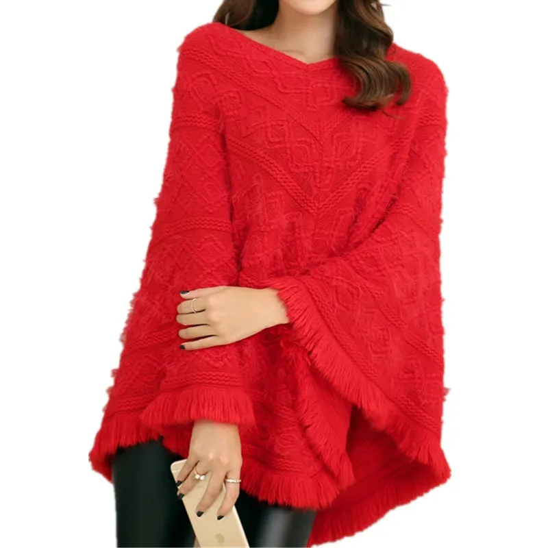 Женские свитера 2019 осень зима плащ с кисточками шаль жакет болеро свитер