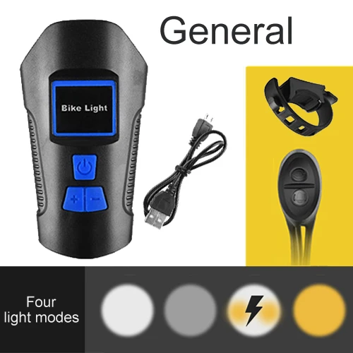 Normal blue Велосипедный светильник, перезаряжаемый через Usb, светодиодный, дорожный, передний, вспышка, светильник, Аксессуары для велосипеда, компьютер, одометр, колокольчик, динамик, 3 в 1 вариант - Цвет: Normal blue