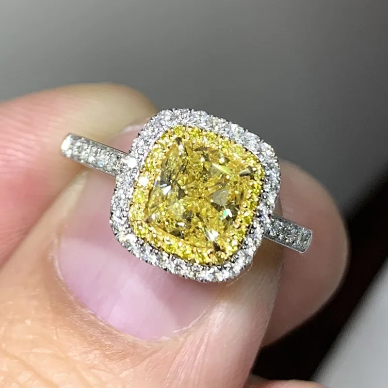 100% 18K 750Au Золотое желтое кольцо с бриллиантом моисанита d цвет национальным