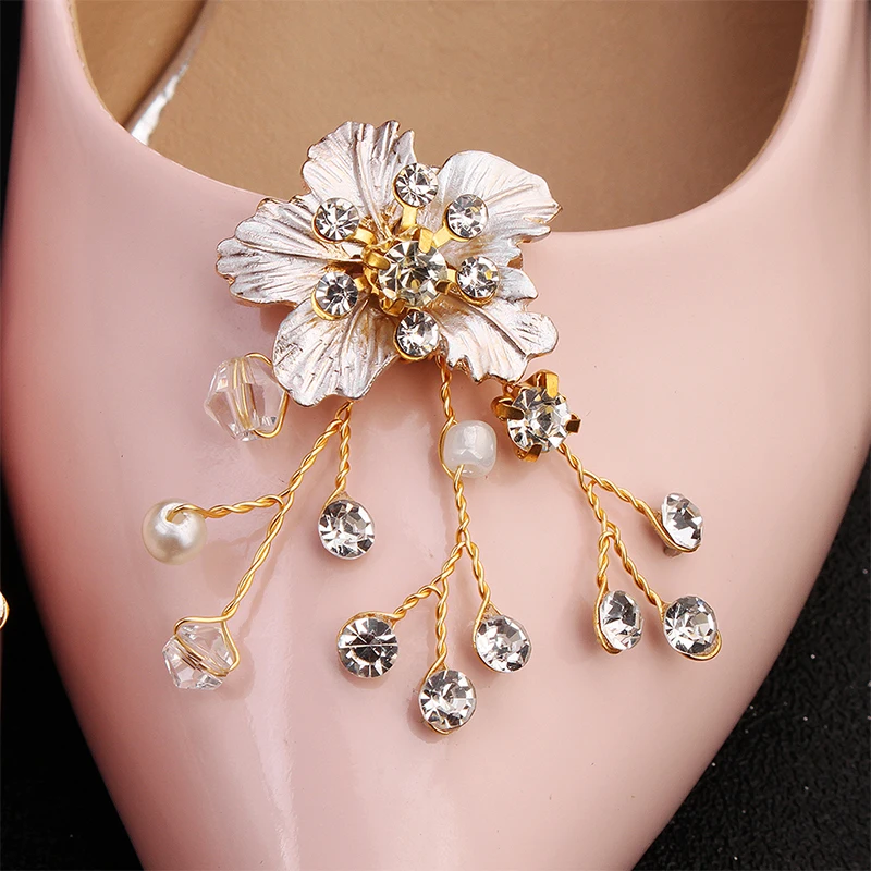 Miallo/Модная женская обувь золотого цвета с цветами и зажимами со стразами ручная