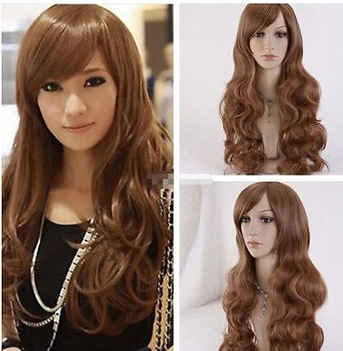 Synthetic fibre queen Women's Brown/Black Korean Ladies Wavy Long Hair Full Wigs Cosplay Party for women wigs |