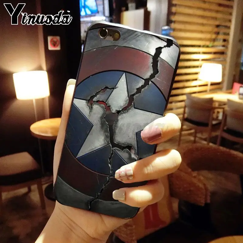 Силиконовый чехол для телефона Yinuoda supper hero marvel Captain America Shield iPhone 5 5Sx 6 7 7plus 8 8Plus X XS MAX