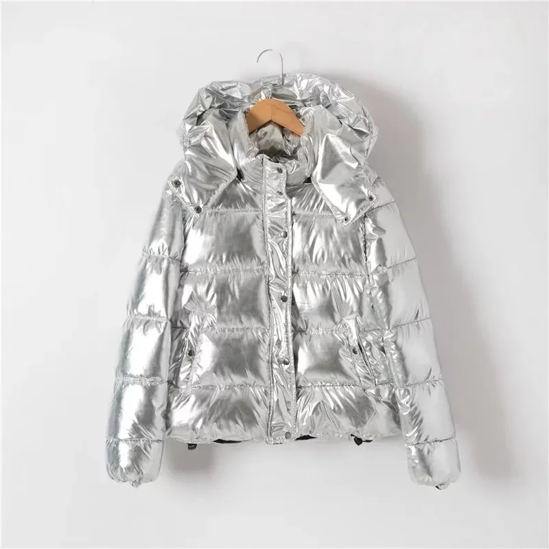 

Winter Jacket Women Metal Silver Thickening Hooded Cotton Coat Female Jacket Manteau Femme Hiver Women Winter Coats Parkar